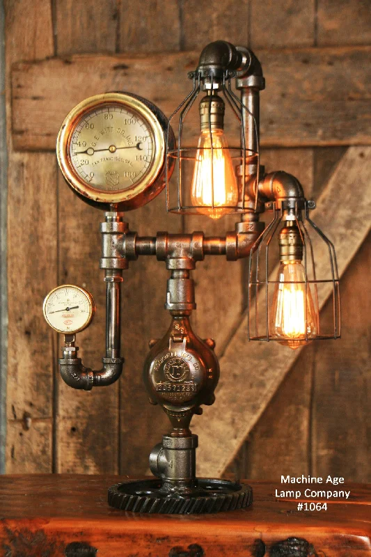 Waterproof Industrial Lighting for Wet AreasSteampunk Industrial Lamp, San Francisco Ca, Steam Gauge #1064 sold