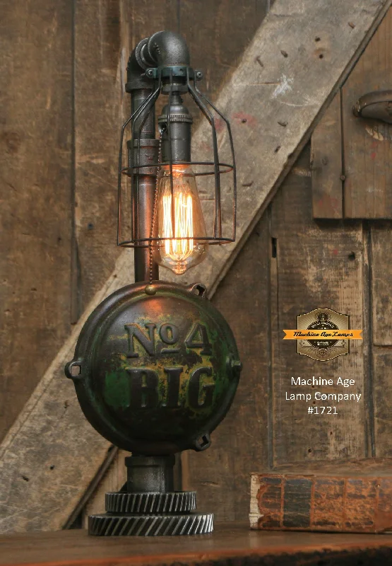 Industrial Lighting for Metal Fabrication ShopsSteampunk Industrial / Antique John Deere Wheel Hub / Gear / Lamp #1721  sold