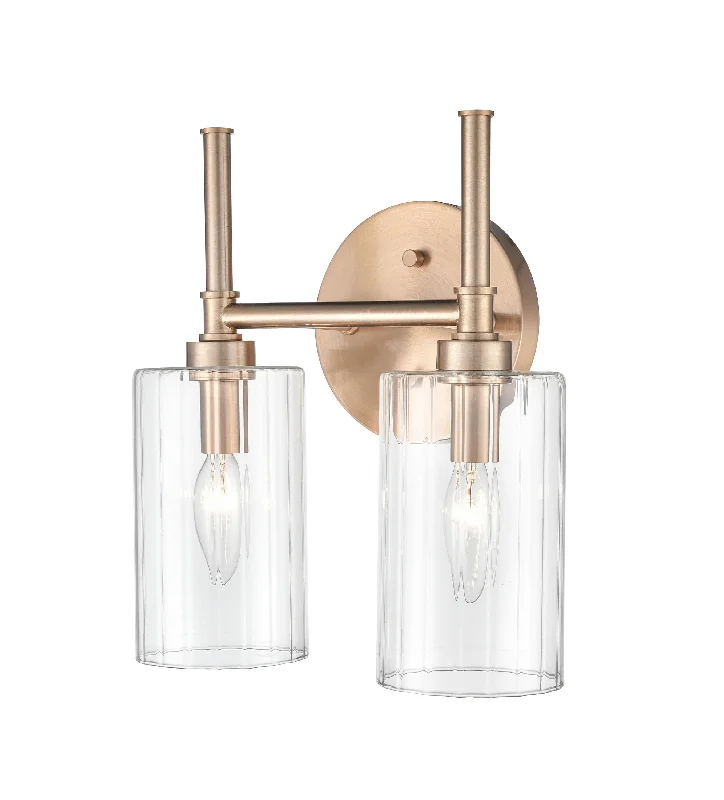Energy - Efficient Industrial Lighting for Cost - Savings2 Lamps Chastine Vanity Light - Modern Gold - Clear Beveled Glass - 10.5in. Wide Energy - Efficient Industrial Lighting for Cost - Savings2 Lamps Chastine Vanity Light - Modern Gold - Clear Beveled Glass - 10.5in. Wide