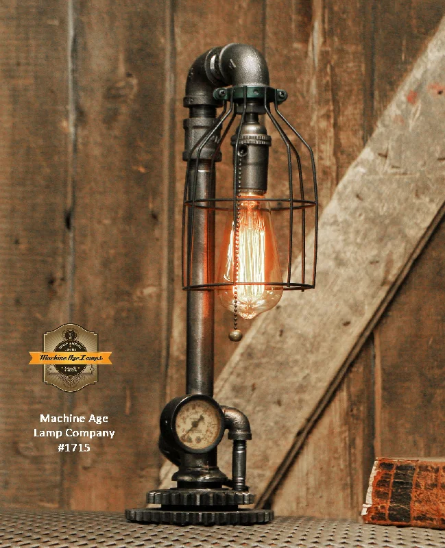 Industrial Lighting with High CRI (Color Rendering Index) for True Color PerceptionSteampunk Industrial / Pipe Lamp Light / Tractor Gear Base / Lamp #1715