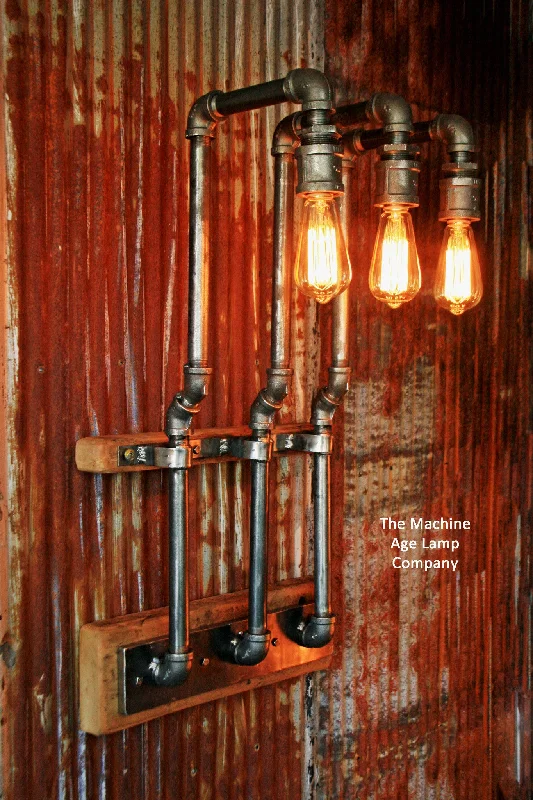 Industrial Lighting for Pharmaceutical ManufacturingSteampunk, Industrial Barn Wood Wall Sconce,  #635