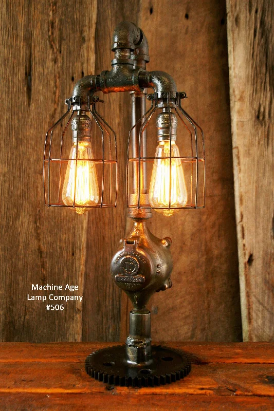 Waterproof Industrial Lighting for Wet AreasSteampunk Lamp, Antique Steam and Gear Base #506 Waterproof Industrial Lighting for Wet AreasSteampunk Lamp, Antique Steam and Gear Base #506