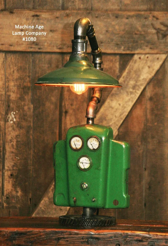 Industrial Lighting for Food Processing FactoriesSteampunk Industrial John Deere Lamp, Farm Tractor Barn Green Shade #1080