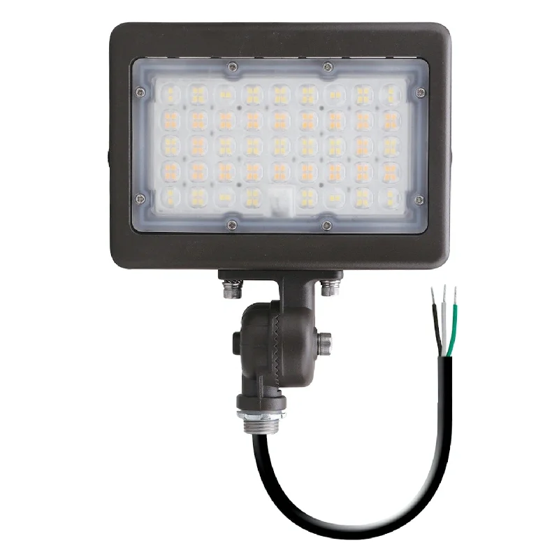 Industrial Lighting for Chemical Plants50W/35W Mini LED Area Flood Light - 30K/40K/50K - 1/2'' NPT Thread - 120-277VAC - Photocell - Bronze