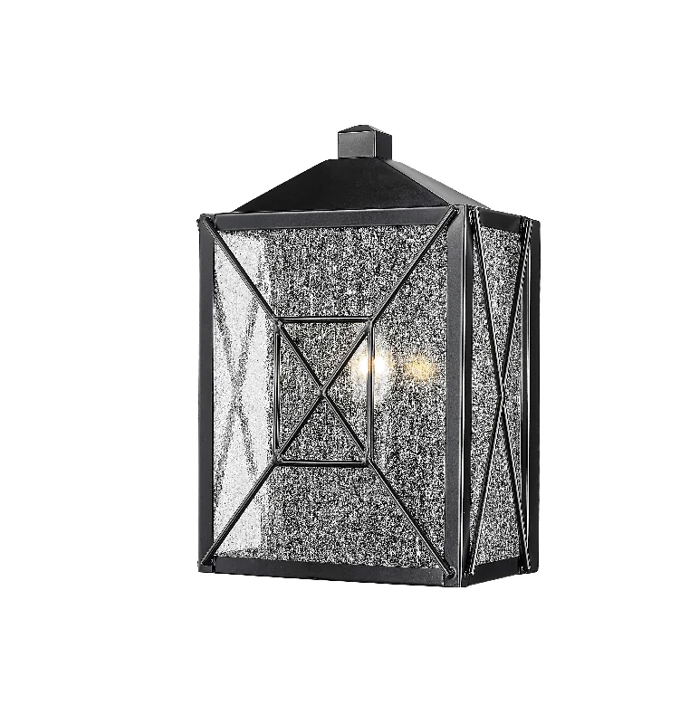 Industrial Lighting with High CRI (Color Rendering Index) for True Color PerceptionCaswell Outdoor Wall Sconce - Powder Coated Black - Clear Seeded Glass - 5.5in. Extension - E26 Candelabra Base