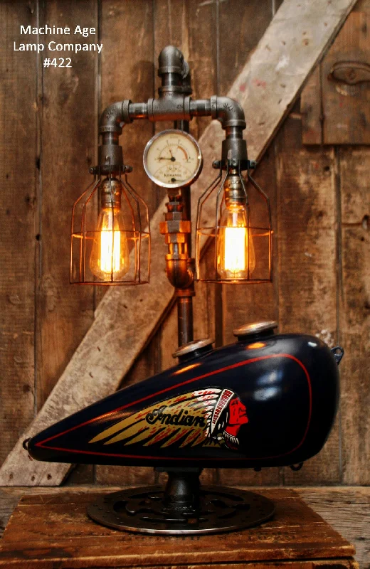 Dimmable Industrial Lighting for Ambiance ControlSteampunk Tank Lamp Vintage c1930 Chief Motorcycle Gas Tank - #422 - SOLD Dimmable Industrial Lighting for Ambiance ControlSteampunk Tank Lamp Vintage c1930 Chief Motorcycle Gas Tank - #422 - SOLD