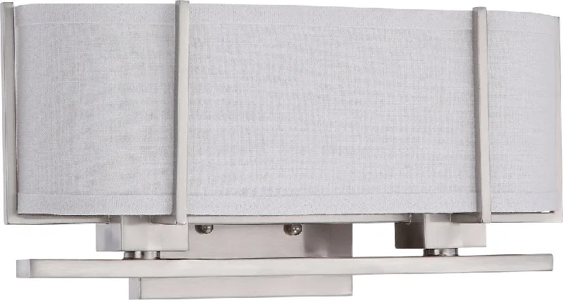 Nuvo Lighting 60-4344 Portia Collection Two Light Energy Efficiencient Fluorescent GU24 Bath Vanity Wall Mount in Brushed Nickel Finish Nuvo Lighting 60-4344 Portia Collection Two Light Energy Efficiencient Fluorescent GU24 Bath Vanity Wall Mount in Brushed Nickel Finish