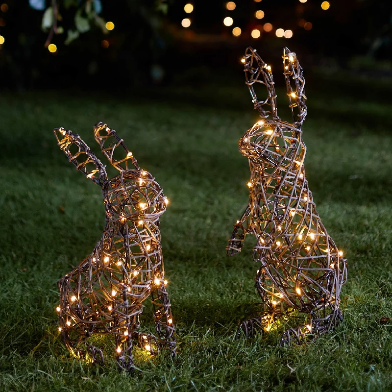String Lights for Hotel Courtyard LightingRattan Bunny Garden Light Duo
