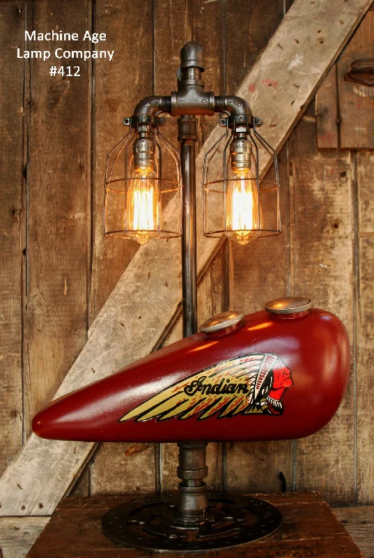 Industrial Lighting with High CRI (Color Rendering Index) for True Color PerceptionSteampunk Industrial Lamp, Vintage 1930's Chief Indian Motorcycle Gas Tank #412 - SOLD Industrial Lighting with High CRI (Color Rendering Index) for True Color PerceptionSteampunk Industrial Lamp, Vintage 1930's Chief Indian Motorcycle Gas Tank #412 - SOLD