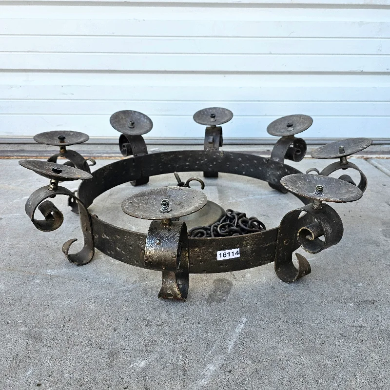 Durable Industrial Lighting for Harsh EnvironmentsFrench Round, 8 Arm, Hammered Iron Light Pendant Durable Industrial Lighting for Harsh EnvironmentsFrench Round, 8 Arm, Hammered Iron Light Pendant