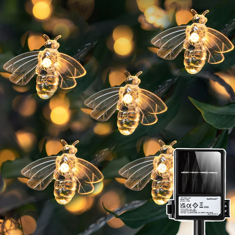 String Lights with Multicolored Bulbs for Festive Occasions🌞 Solar Bee String Lights 33ft / 10M, 50 LEDs String Lights with Multicolored Bulbs for Festive Occasions🌞 Solar Bee String Lights 33ft / 10M, 50 LEDs