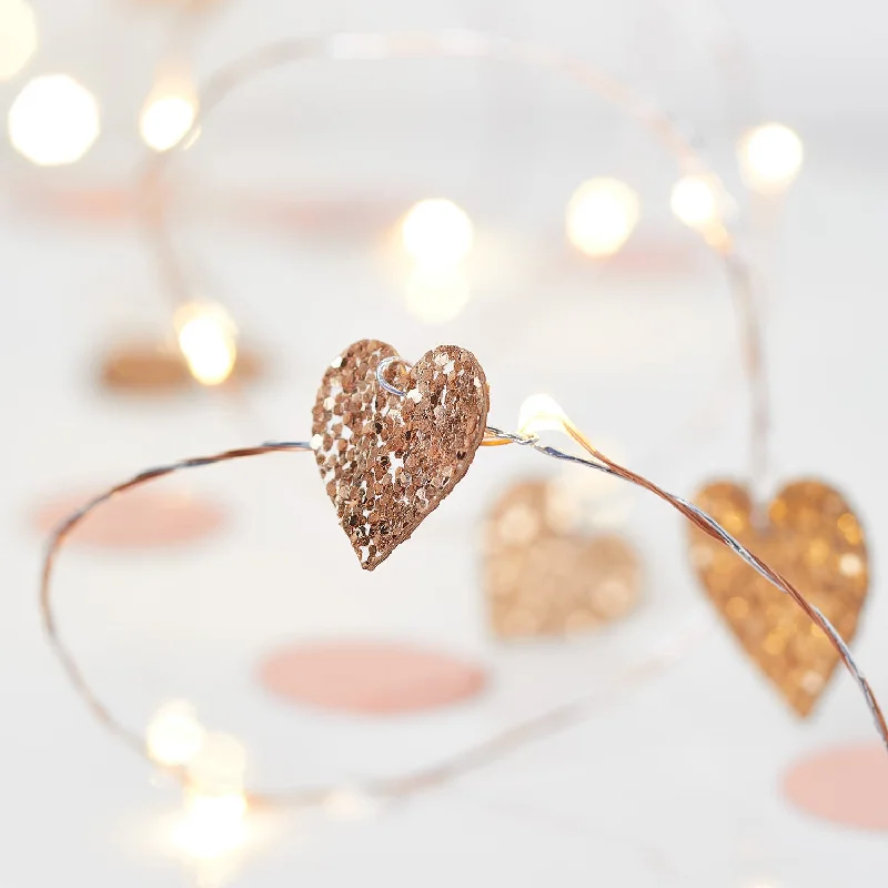 String Lights for Outdoor Dining Areas20 Rose Gold Heart Micro Fairy Lights
