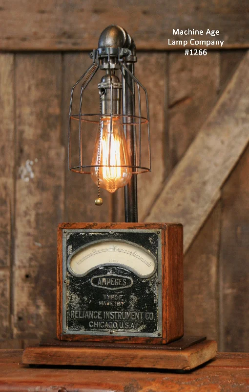 Adjustable Industrial Lighting for Flexible IlluminationSteampunk Industrial / Antique Electrical Meter / Gear / Lamp / #1266 - SOLD