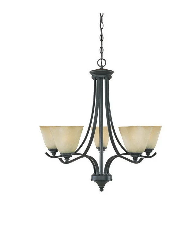 Designers Fountain Lighting 81985 BNB Bella Vista Collection Five Light Hanging Chandelier in Burnished Bronze Finish