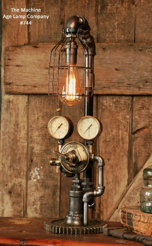 Industrial Lighting for Automotive Manufacturing PlantsSteampunk, Industrial Brass Regulator Lamp, #744 - SOLD