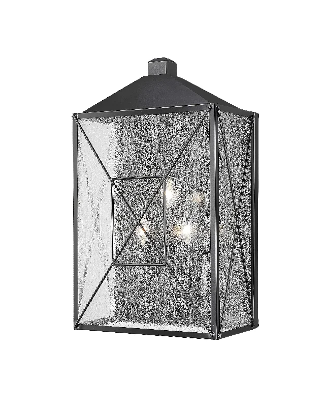 Industrial Lighting for Textile MillsCaswell Outdoor Wall Sconce - Powder Coated Black - Clear Seeded Glass - 8in. Extension - E26 Candelabra Base