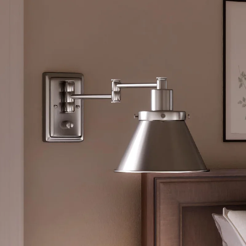 Industrial Lighting for Pharmaceutical ManufacturingUHP3310 Traditional Wall Light, 9.625"H x 8.25"W, Brushed Nickel Finish, Pawtucket Collection