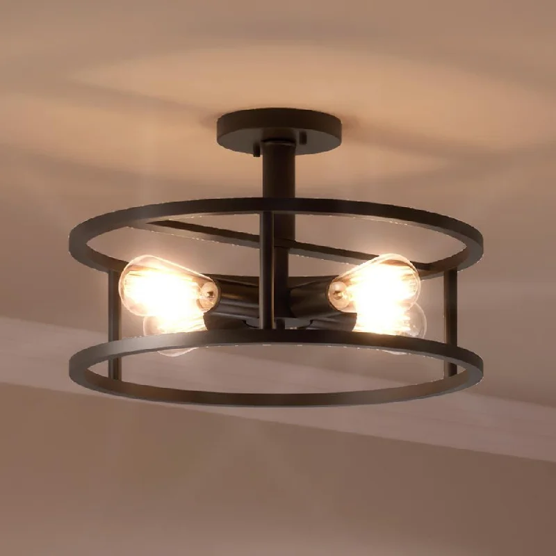 Energy - Efficient Industrial Lighting for Cost - SavingsUQL3181 Scandinavian Ceiling Light, 10.5"H x 18"W, Estate Bronze Finish, Arvada Collection