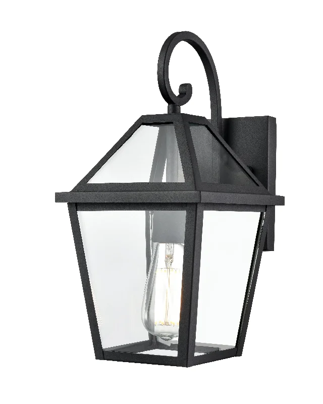 Corrosion - Resistant Industrial Lighting for Coastal FactoriesEston Outdoor Wall Sconce - Textured Black - Clear Glass - 8.25in. Extension - E26 Medium Base