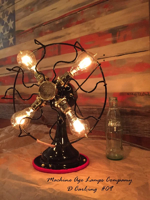 Dimmable Industrial Lighting for Ambiance ControlSteampunk Industrial Art Deco Antique Fan Lamp #DC9 - SOLD