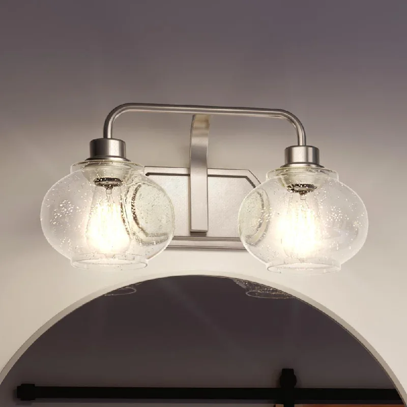 Industrial Lighting for Printing Press FacilitiesUQL3401 Utilitarian Bath Vanity Light, 8.25"H x 17.5"W, Brushed Nickel Finish, Clearwater Collection