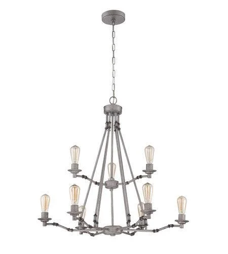 Craftmade Lighting 37829 AGV Hadley Collection Nine Light Hanging Chandelier in Aged Galvanized Finish Craftmade Lighting 37829 AGV Hadley Collection Nine Light Hanging Chandelier in Aged Galvanized Finish