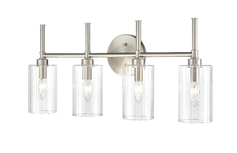 Shock - Resistant Industrial Lighting for Vibrating Machinery Areas4 Lamps Chastine Vanity Light - Brushed Nickel - Clear Beveled Glass - 25.5in. Wide Shock - Resistant Industrial Lighting for Vibrating Machinery Areas4 Lamps Chastine Vanity Light - Brushed Nickel - Clear Beveled Glass - 25.5in. Wide
