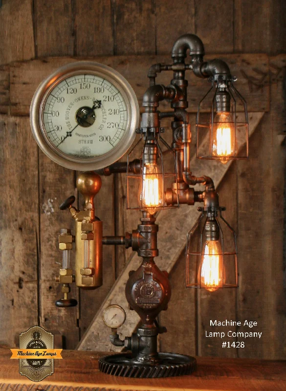 Industrial Lighting for Food Processing FactoriesSteampunk Industrial / Steam Gauge Lamp / Ohio / Oiler #1428 Industrial Lighting for Food Processing FactoriesSteampunk Industrial / Steam Gauge Lamp / Ohio / Oiler #1428