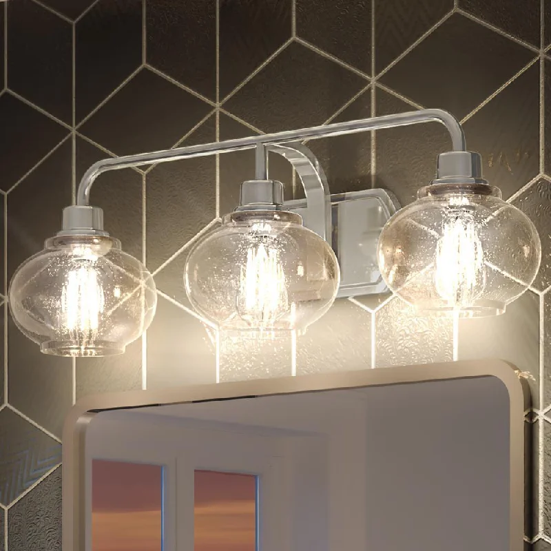 Dimmable Industrial Lighting for Ambiance ControlUQL3411 Utilitarian Bath Vanity Light, 8.25"H x 26.5"W, Brushed Nickel Finish, Clearwater Collection