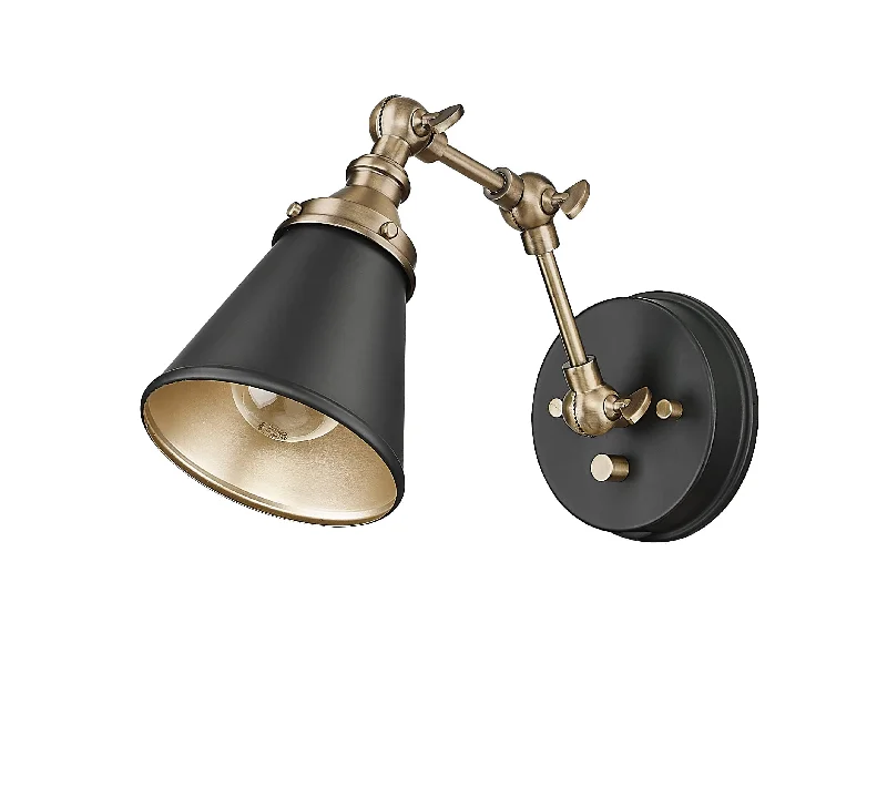 Industrial Ceiling - Mounted Lighting for Assembly PlantsEdith Swivel Arm Wall Sconce - Matte Black and Vintage Brass - 1.18in Extension -E26 Medium Base