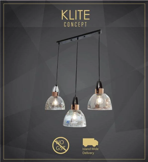 Industrial Black tinted Hanging Light with Rosegold top
