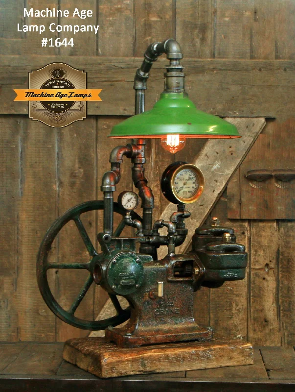 Industrial Task Lighting for Precision WorkstationsSteampunk Industrial / Antique Crane Water Pump / Light / Lamp / Barnwood / Green Shade / #1644 sold Industrial Task Lighting for Precision WorkstationsSteampunk Industrial / Antique Crane Water Pump / Light / Lamp / Barnwood / Green Shade / #1644 sold