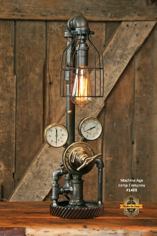 Industrial Task Lighting for Precision WorkstationsSteampunk Industrial Steam Gauge Lamp, Vintage Brass #1488 - SOLD Industrial Task Lighting for Precision WorkstationsSteampunk Industrial Steam Gauge Lamp, Vintage Brass #1488 - SOLD