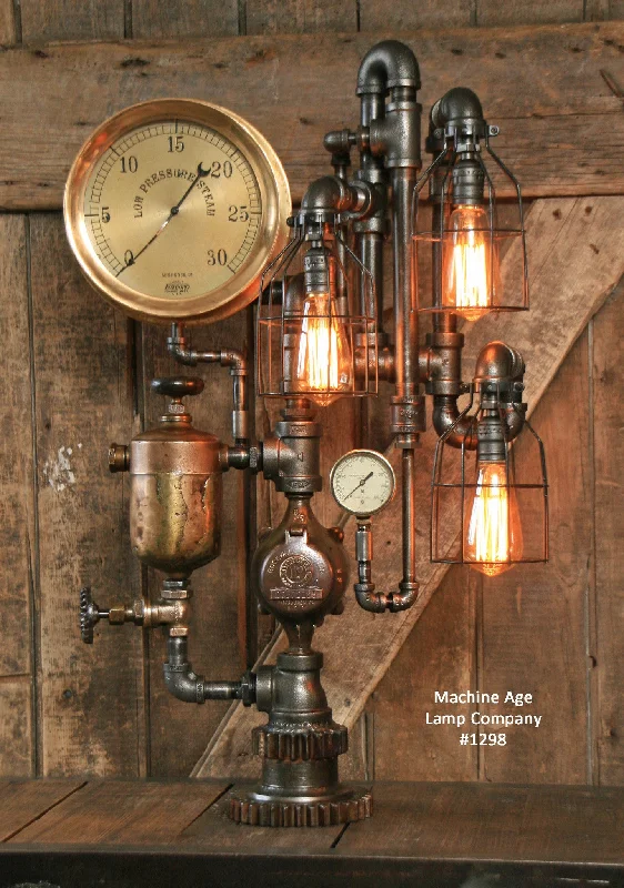 Industrial Lighting for Chemical PlantsSteampunk Industrial Lamp / Antique Brass Oiler and Steam Gauge / #1298 - sold Industrial Lighting for Chemical PlantsSteampunk Industrial Lamp / Antique Brass Oiler and Steam Gauge / #1298 - sold