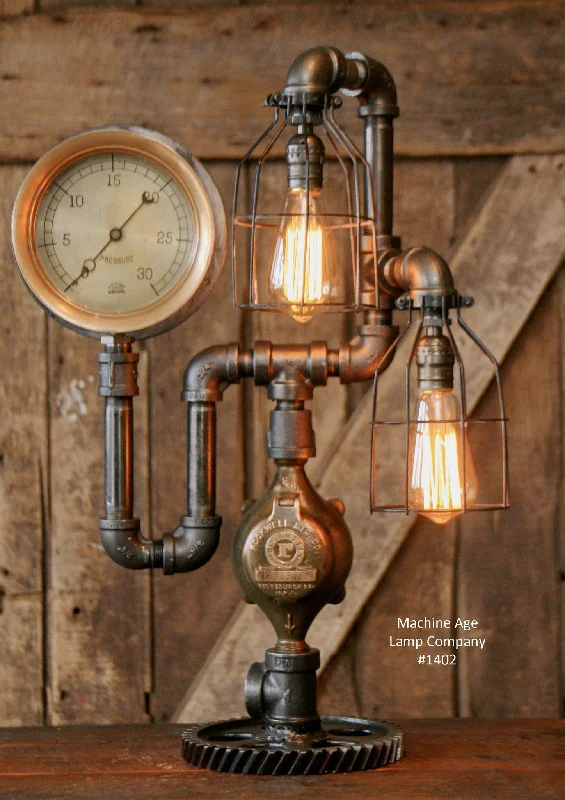 Industrial Ceiling - Mounted Lighting for Assembly PlantsSteampunk Industrial Lamp / Gear / Steam Gauge / - #1402 sold