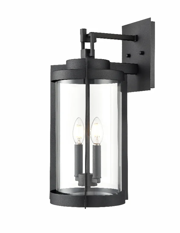 Industrial Lighting for Food Processing FactoriesEllway Outdoor Wall Sconce - Textured Black - Clear Glass - 11in. Extension - E26 Candelabra Base Industrial Lighting for Food Processing FactoriesEllway Outdoor Wall Sconce - Textured Black - Clear Glass - 11in. Extension - E26 Candelabra Base