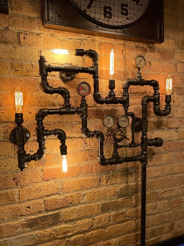 Dimmable Industrial Lighting for Ambiance ControlSteampunk Industrial Pipe Wall Art Light Sconce