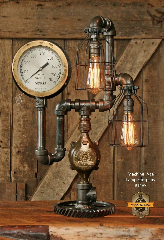 Corrosion - Resistant Industrial Lighting for Coastal FactoriesSteampunk Industrial Lamp / Gear / Steam Gauge / #1489 sold