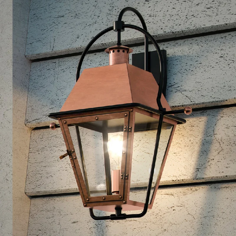 Industrial Ceiling - Mounted Lighting for Assembly PlantsUQL1381 Historic Outdoor Wall Light, 22.5"H x 17.75"W, Rustic Copper Finish, Paris Collection