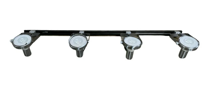 Nora NTH-108 Four Light PAR38 Gimbal Ring Track Kit with End Feed Cord and Plug in Silver and Black Finish Nora NTH-108 Four Light PAR38 Gimbal Ring Track Kit with End Feed Cord and Plug in Silver and Black Finish