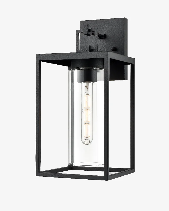 Adjustable Industrial Lighting for Flexible IlluminationEllway Outdoor Wall Sconce - Textured Black - Clear Glass - 8.5in. Extension - E26 Medium Base