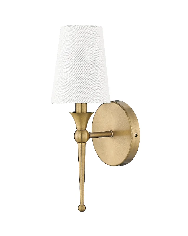 Adjustable Industrial Lighting for Flexible IlluminationWall Sconce - Vintage Brass - White Linen Shade - 6in. Extension - E12 Candelabra Base Adjustable Industrial Lighting for Flexible IlluminationWall Sconce - Vintage Brass - White Linen Shade - 6in. Extension - E12 Candelabra Base