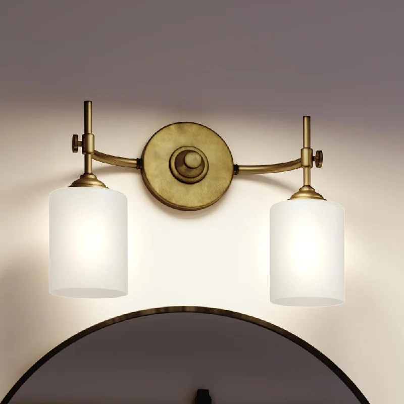 Industrial Lighting for Food Processing FactoriesUQL3492 Mid-Century Modern Bath Vanity Light, 10"H x 15"W, Rustic Brass Finish, Rialto Collection