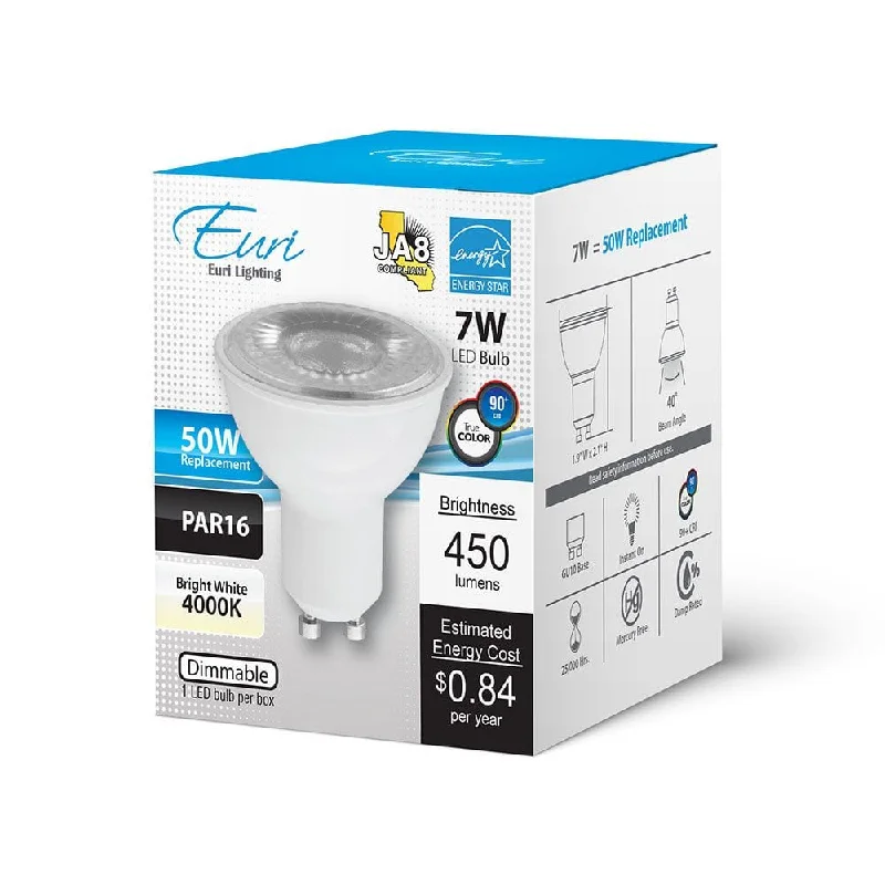 Industrial Lighting for Chemical Plants7W PAR16 Dimmable LED Bulb - 40 Degree Beam - GU10 Base - 450 Lm