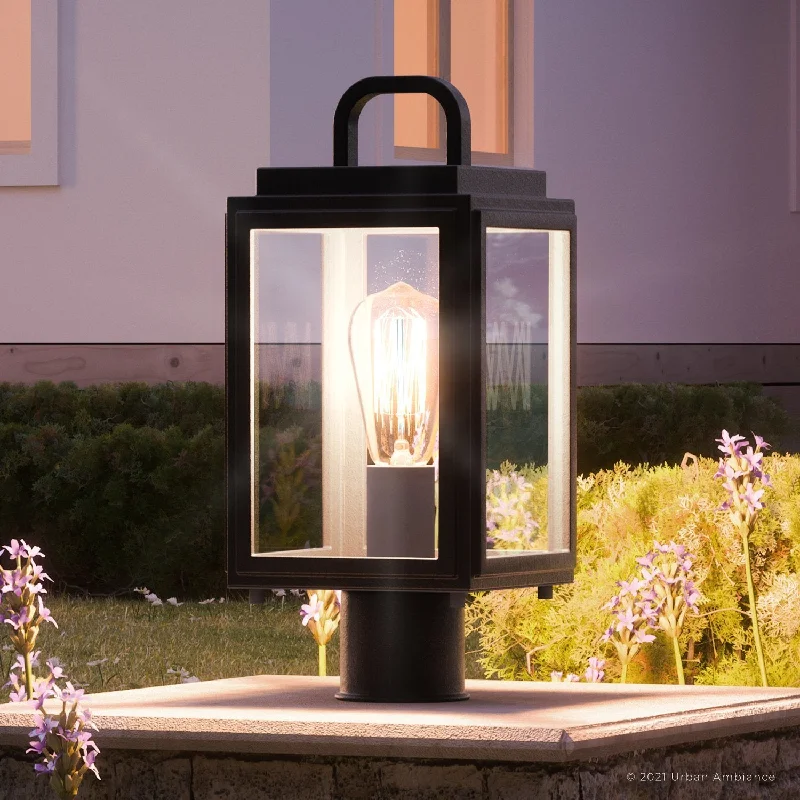 Industrial Pendant Lighting for Machine ShopsUHP1240 Modern Outdoor Post/Pier Light, 15.625"H x 7"W, Midnight Black Finish, Macon Collection Industrial Pendant Lighting for Machine ShopsUHP1240 Modern Outdoor Post/Pier Light, 15.625"H x 7"W, Midnight Black Finish, Macon Collection