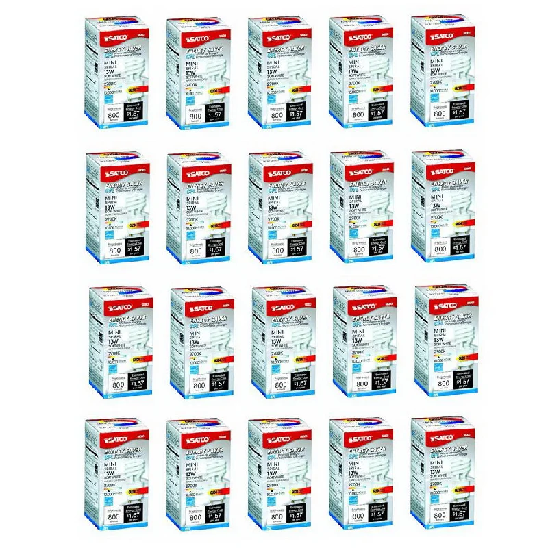 Satco Products S8203 Energy Saver 13 Watt GU24 Twist and Lock Bulbs - 20 Pak
