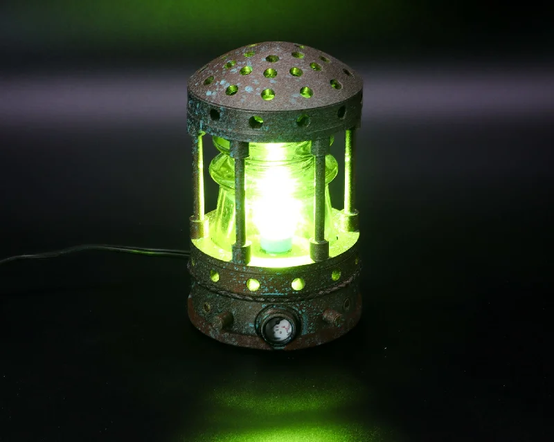 Low - Bay Industrial Lighting Fixtures for Small FactoriesSteampunk Hemingray Insulator Lamp, Industrial Lighting, Man Cave Deco, Neo Victorian Lamp design, Cyberpunk Lamp