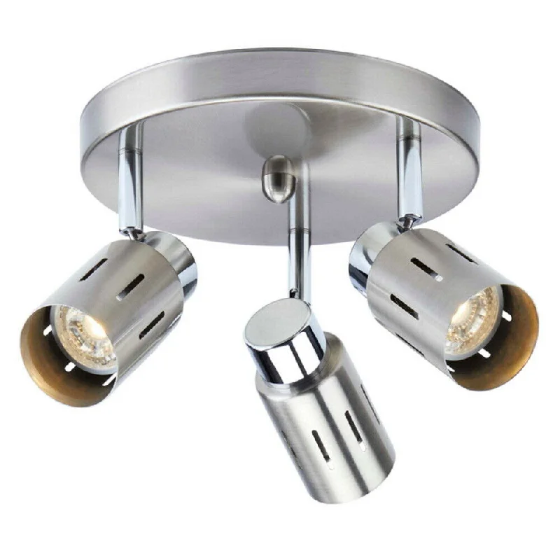 Noma 052-9507-8 Three Light Energy Star LED Semi Flush Ceiling Light in Brushed Steel Finish
