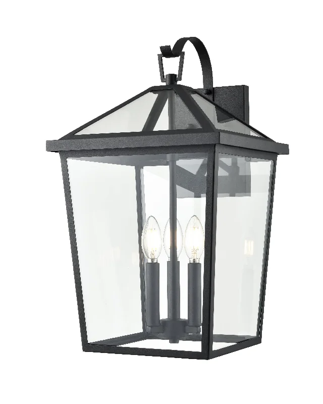 Industrial Emergency Lighting for Safety in FactoriesMensun Outdoor Wall Sconce - Textured Black - Clear Glass - 12.75in. Extension - E26 Candelabra Base