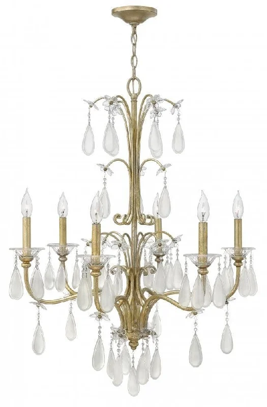 Hinkley Lighting Fredrick Ramond FR40316 SLF Francesca Collection Six Light Hanging Chandelier in Silver Leaf Finish Hinkley Lighting Fredrick Ramond FR40316 SLF Francesca Collection Six Light Hanging Chandelier in Silver Leaf Finish